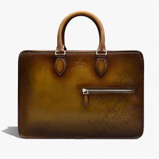 Un Jour Scritto Leather Briefcase, JUNGLE GREEN, hi-res