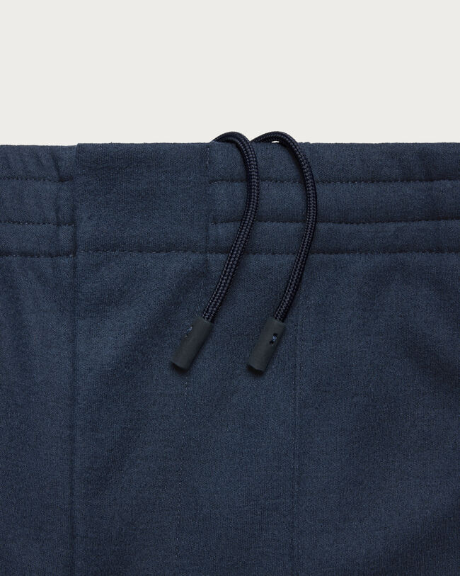 Pantalon en Jersey avec D&eacute;tail en Cuir, Midnight Blue, hi-res