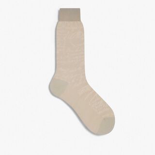 Cotton Scritto Socks, ECRU, hi-res