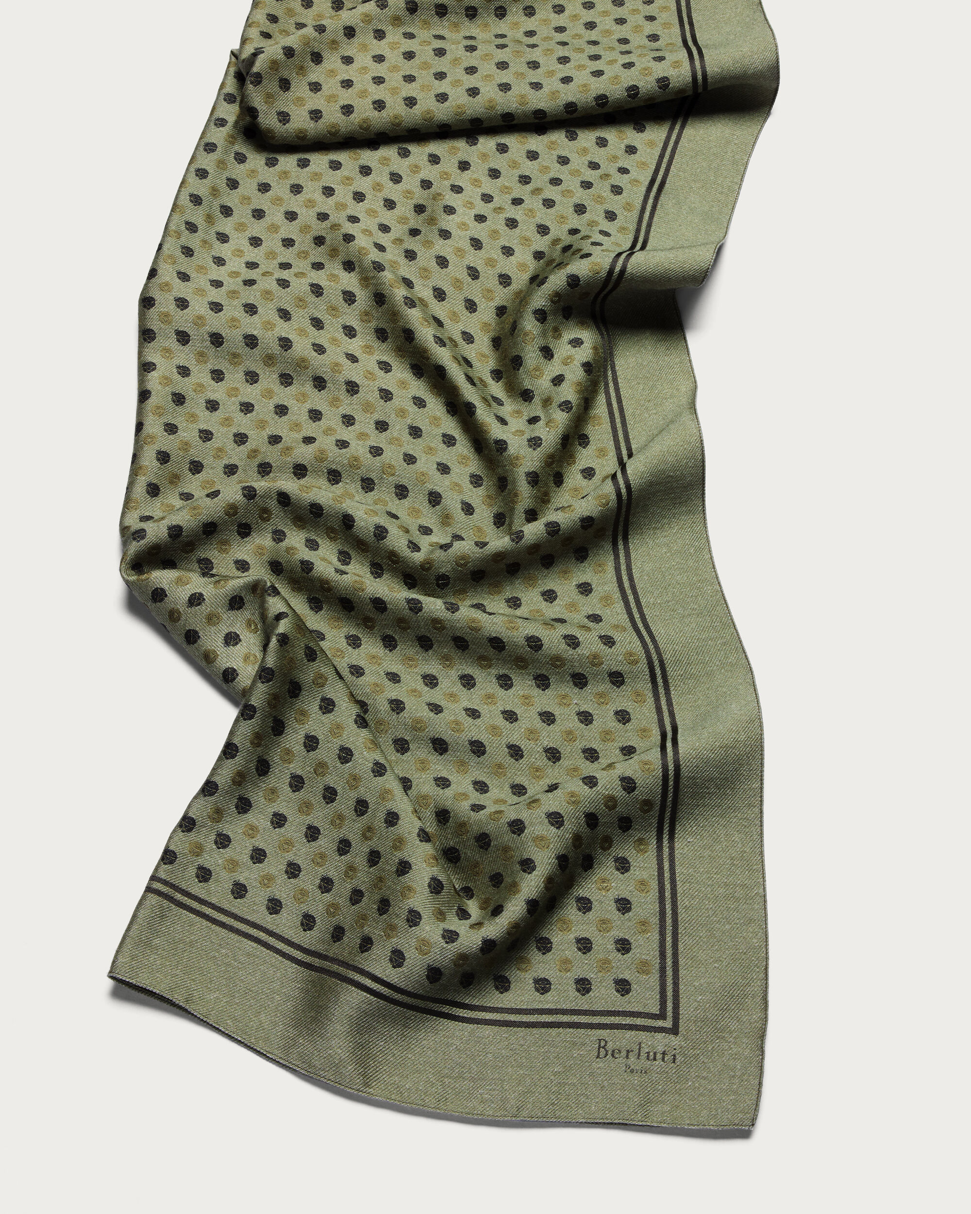 Polka Crest Scarf, Vert, hi-res