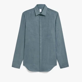Cotton Silk Scritto Andy Shirt, TITANIUM BLUE, hi-res