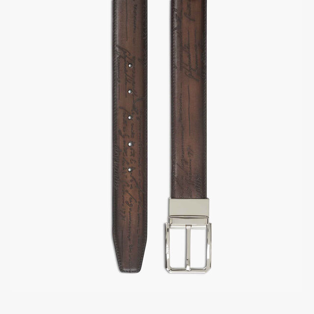 Versatile Scritto leather 35 mm Reversible Belt, NERO & TOBACCO BIS, hi-res 4
