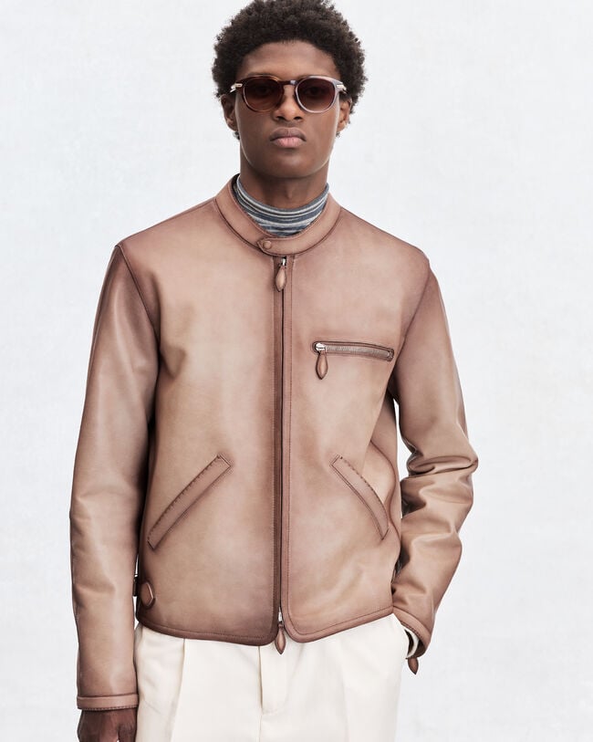 Biker Un Jour en Cuir Patin&eacute;, Aquarelle Taupe, hi-res