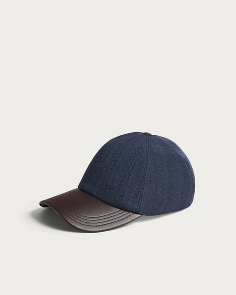 Casquette avec Visi&egrave;re en Cuir, Blue Indigo, hi-res