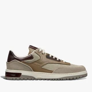 Playoff麂皮小牛皮、小牛皮和织物运动鞋, TAUPE, hi-res