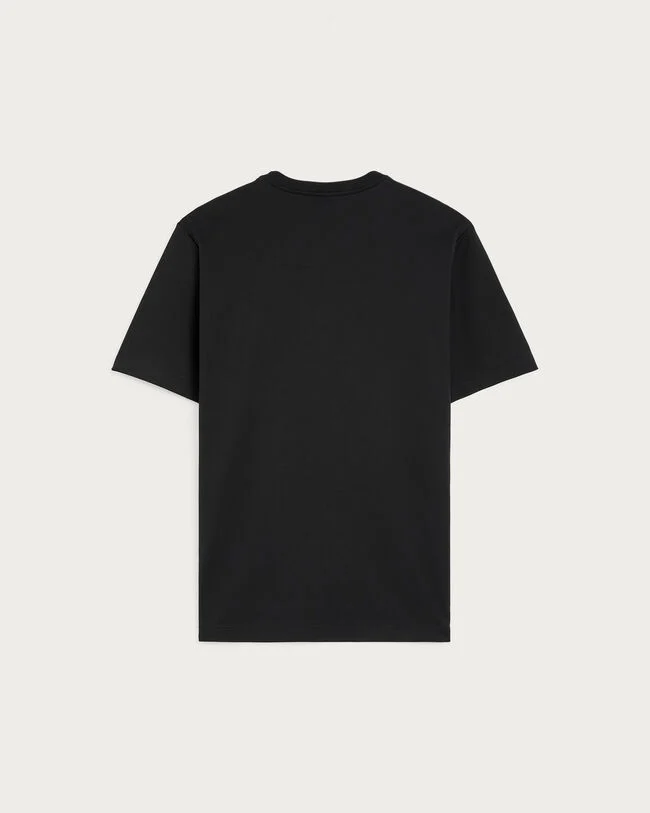 Pocket T-shirt with Leather Detail, Marine, hi-res