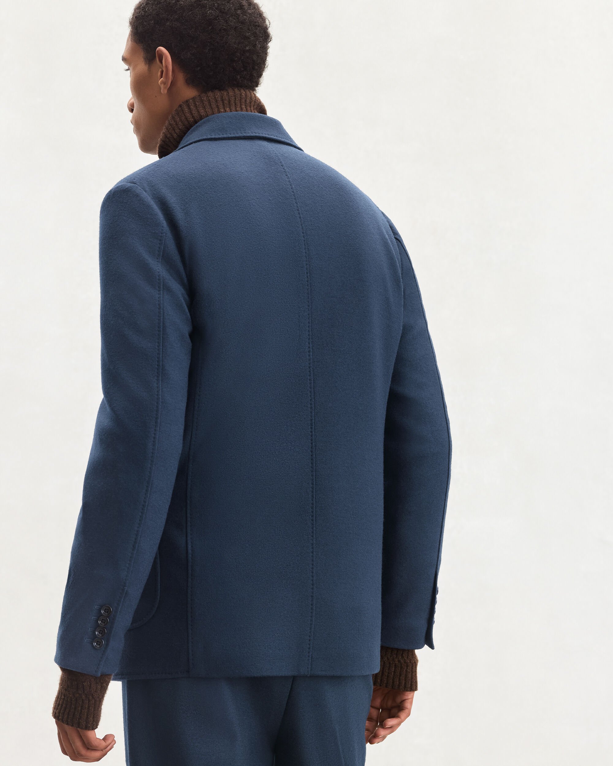 Veste en Jersey avec D&eacute;tail en Cuir, Midnight Blue, hi-res