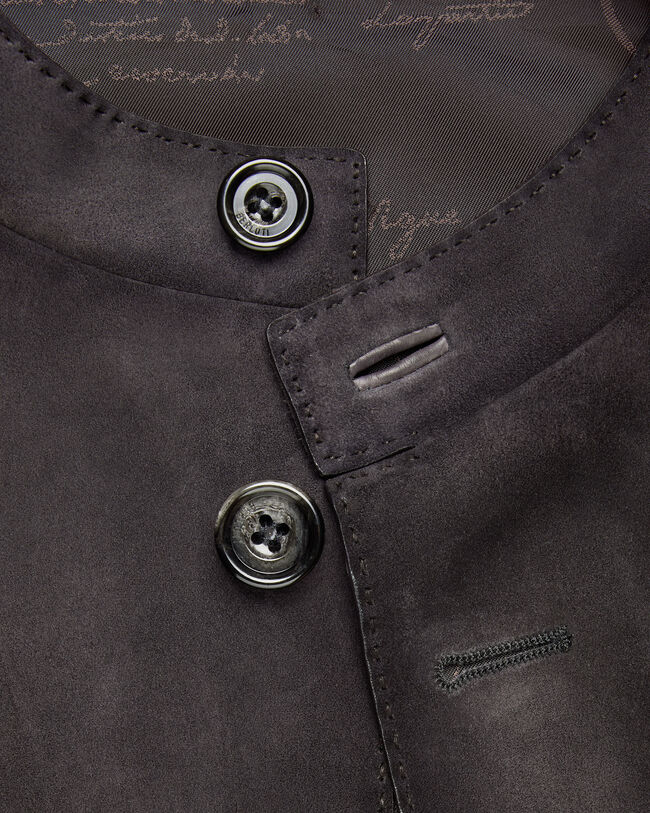 Veste Foresti&egrave;re en Cuir Patin&eacute;, Warm Purple Grey, hi-res