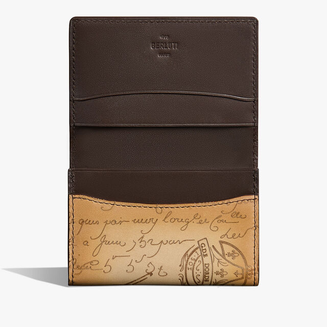 Imbuia Gradiant Scritto Leather Card Holder, MIRAGGIO, hi-res 3