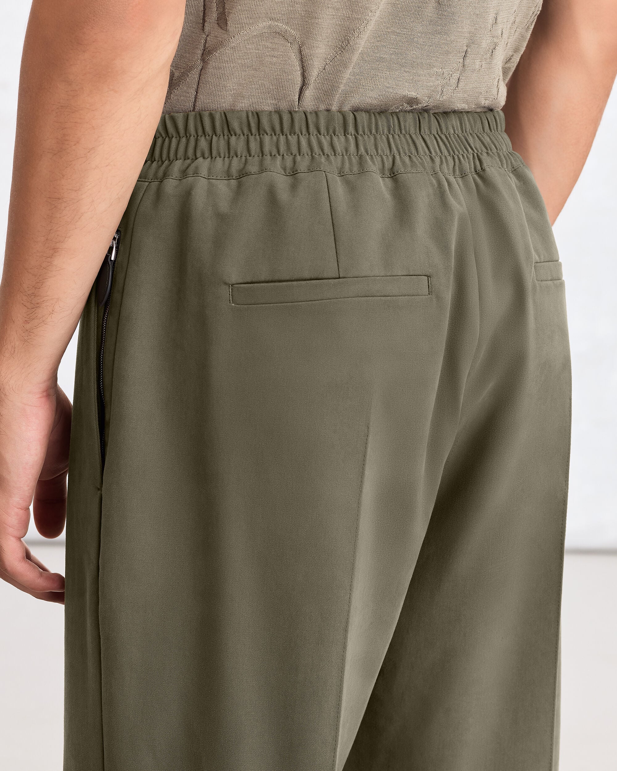 Alessio Trousers with Leather Zip-puller, Olive, hi-res