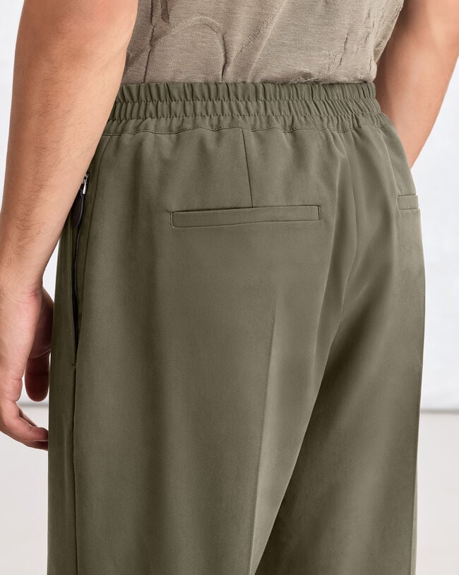 Alessio Trousers with Leather Zip-puller, Olive, hi-res
