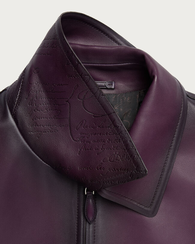 Blouson Un Jour en Cuir Patin&eacute;, Grapes, hi-res