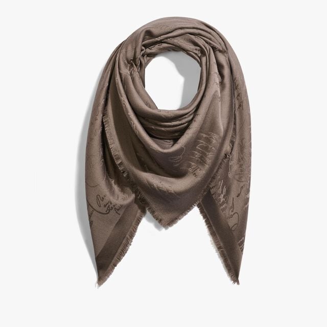 Wool & Silk Scritto Scarf, WARM SEPIA, hi-res 1