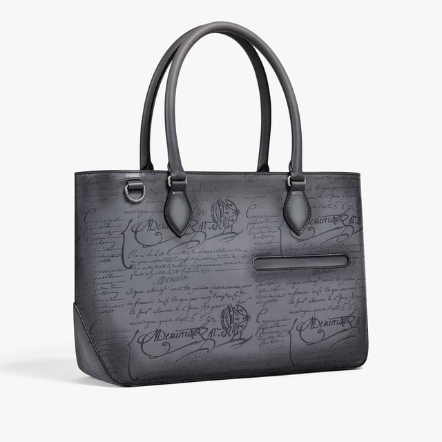 Toujours Mini Scritto Leather Tote Bag, LIGHT ALUMINIO, hi-res 1