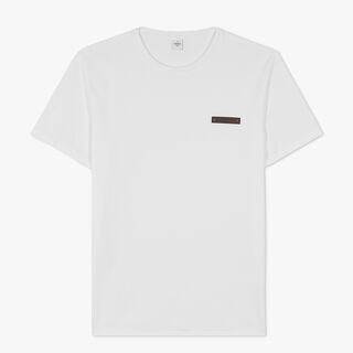 슬림 핏 레더 탭 T-셔츠, BLANC OPTIQUE, hi-res