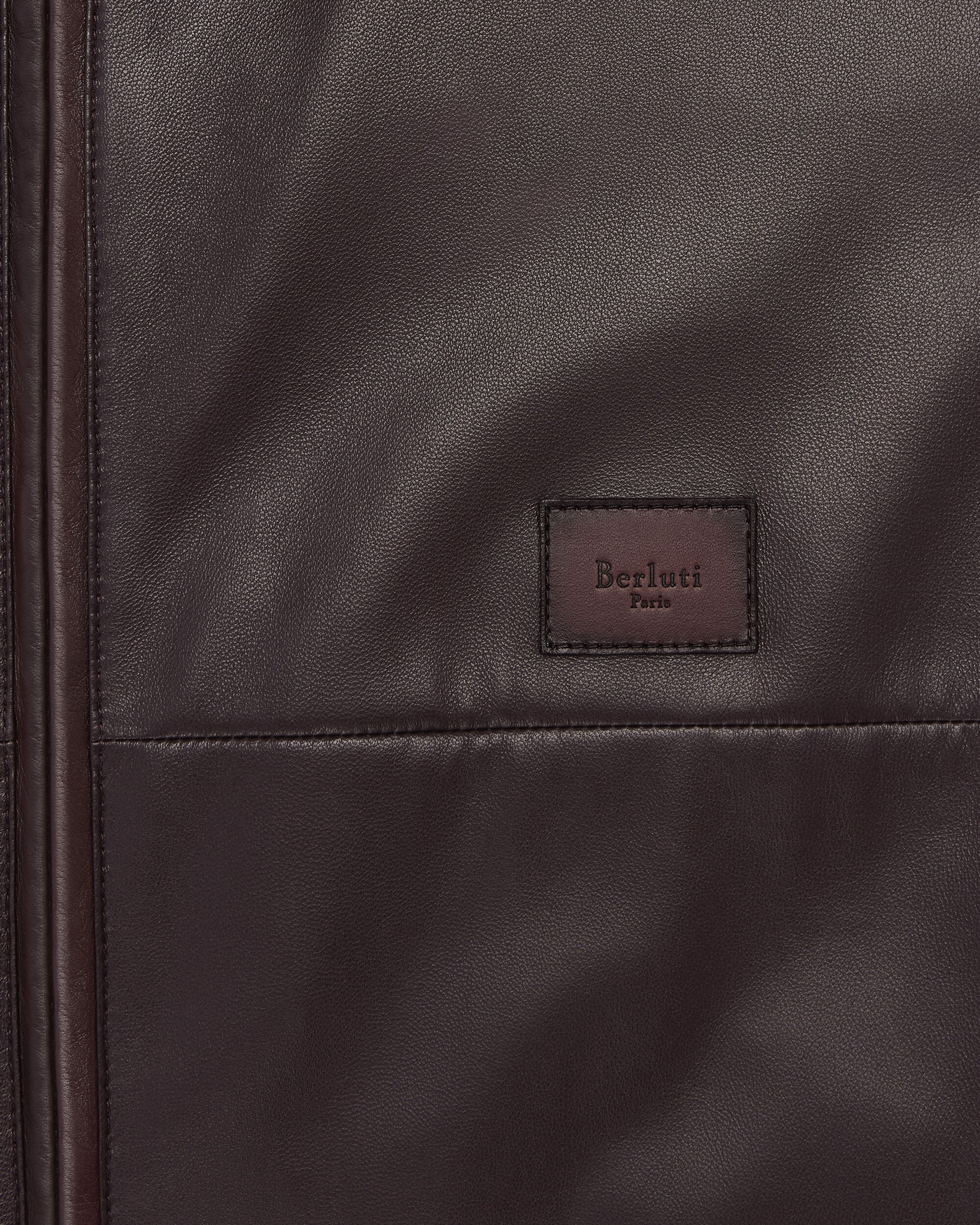 Ultralight Fly Leather Hooded Blouson, Chocolate Brown, Image 2