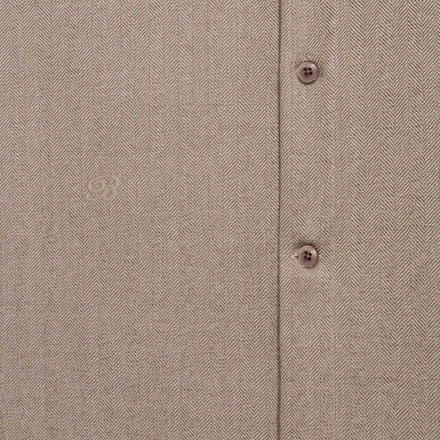 Herringbone Casual Shirt, LIGHT TAUPE, hi-res 6