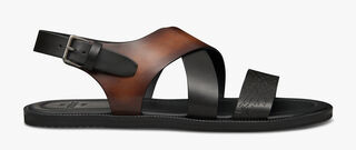 Sifnos Scritto Leather Sandal, CACAO INTENSO, hi-res
