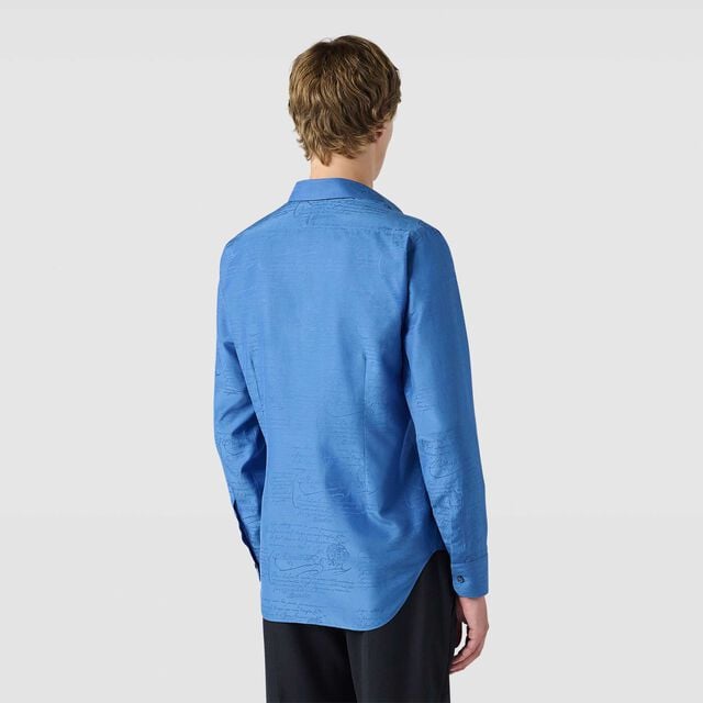 Chemise Andy En Coton Et Soie Scritto, BLUE HAWAI, hi-res 3