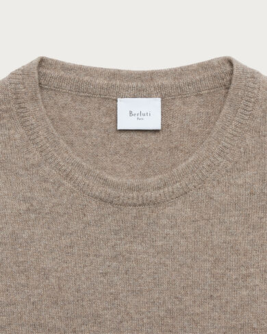ブレイドレザーディテール クレスト クルーネック, Warm Beige, hi-res