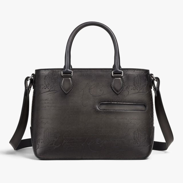 Cabas Toujours Xs En Cuir Scritto, NERO GRIGIO, hi-res 1