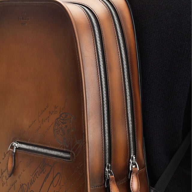 Sac A Dos Working Day En Cuir Scritto, CACAO INTENSO, hi-res 2