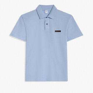 Polo Piqué Avec Détail En Cuir, PALE BLUE, hi-res