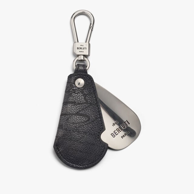 Rotative Shoehorn Scritto Leather Key Ring, NERO GRIGIO, hi-res 2