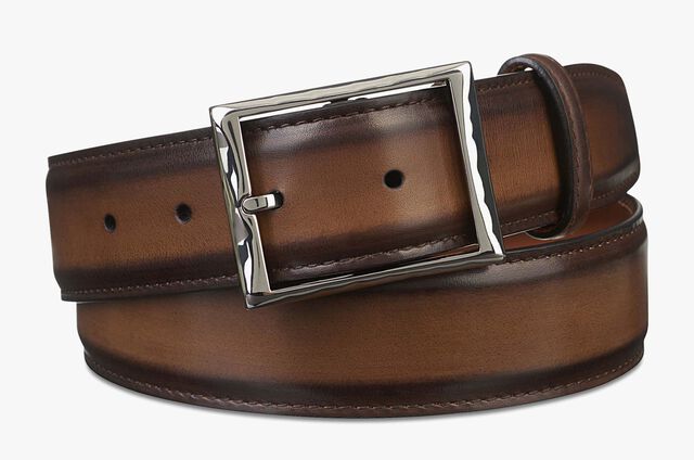 Leather belt for women or men leather grained calf leather lining genuine made in France