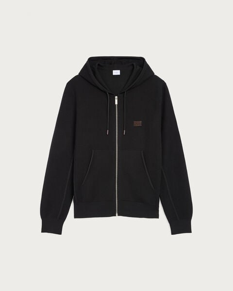 レザーディテール シャドウ ジップ パーカー, Noir, hi-res
