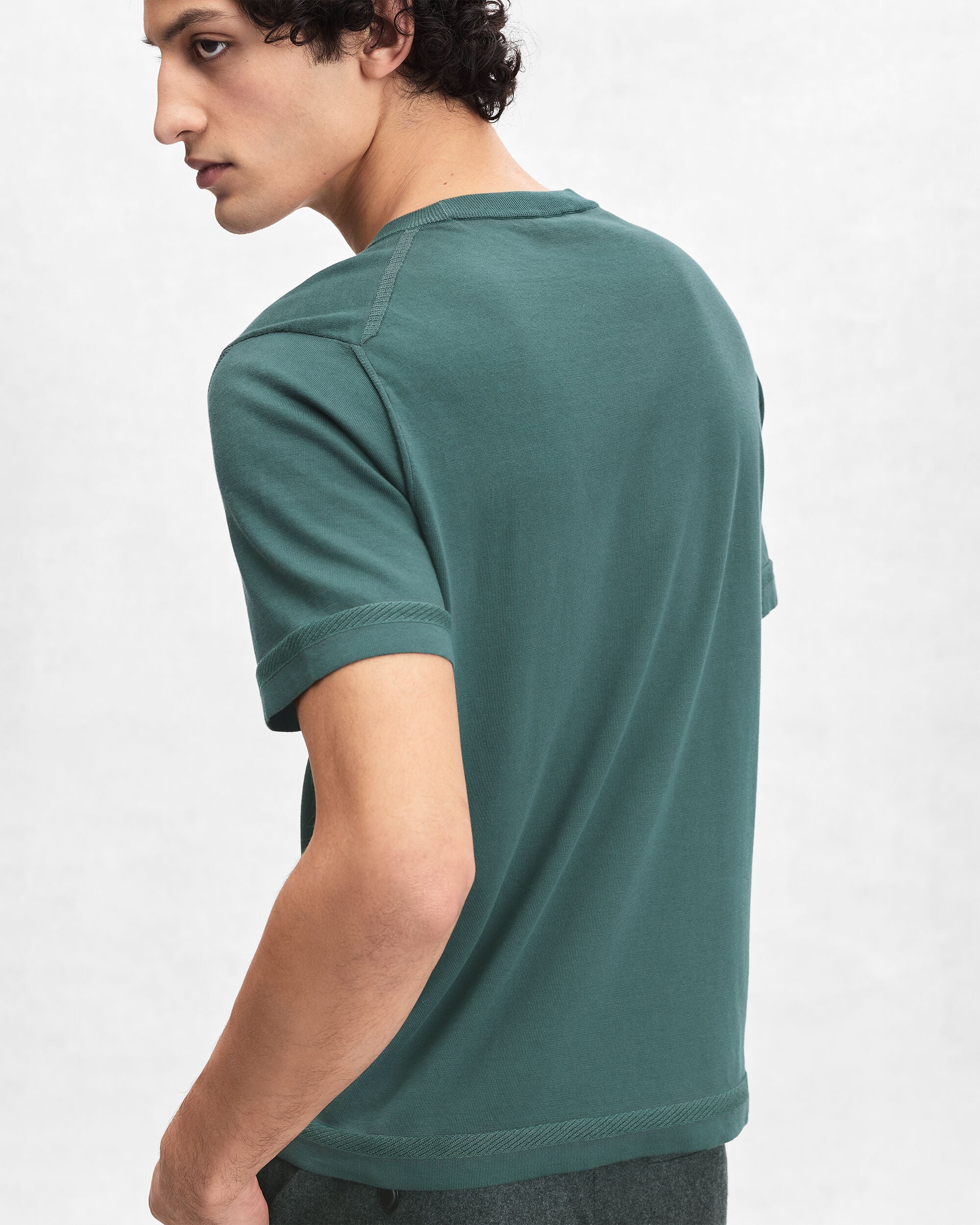 B-Thabor Embroidery Short-Sleeves Crewneck, Green Smoke, hi-res