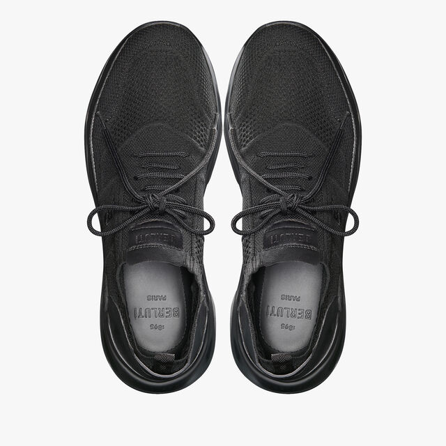 Shadow Knit And Leather Sneaker, JET BLACK, hi-res 3