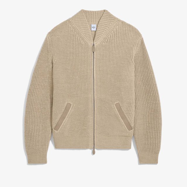 Hemp Zip-Up Cardigan, LIGHT FAWN, hi-res 1