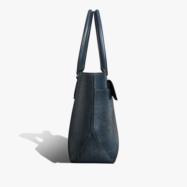 Toujours Mini Pocket Scritto Leather Tote Bag, BLU MINERALE, hi-res 4