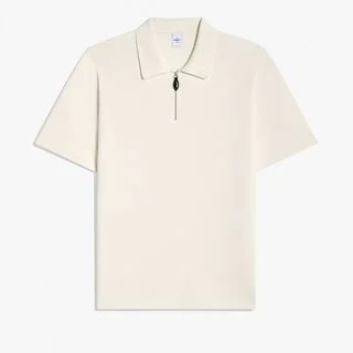 Cotton Silk Zipped Polo, OFF WHITE, hi-res