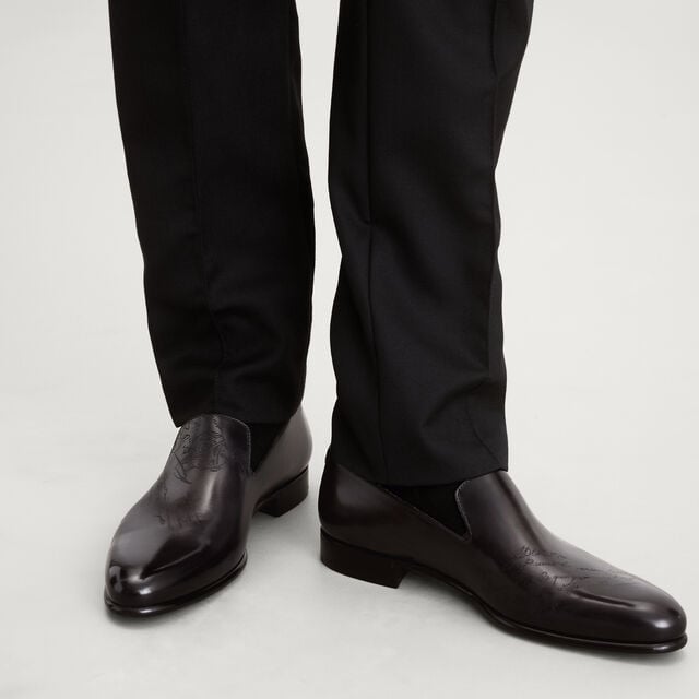 Cursive Galet Scritto Leather Loafer, NERO GRIGIO, hi-res 2
