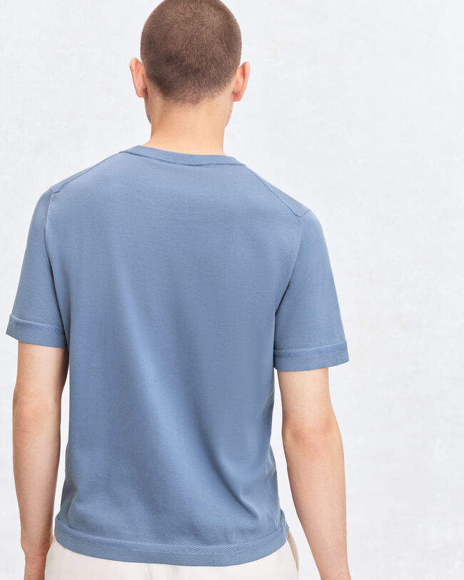 B-Thabor Embroidery Short-Sleeves Crewneck, Dark Woad, hi-res