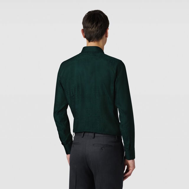 Cotton Silk Scritto Andy Shirt, FIR GREEN, hi-res 3