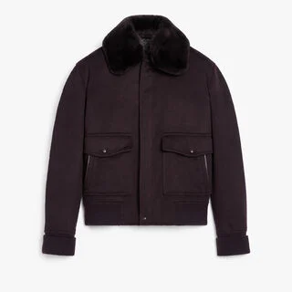 Cashmere Aviator Blouson, NERO BORDO, hi-res