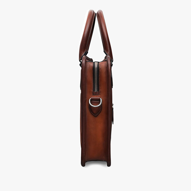 Un Jour Small Scritto Drapé Leather Briefcase, CACAO INTENSO, hi-res 4