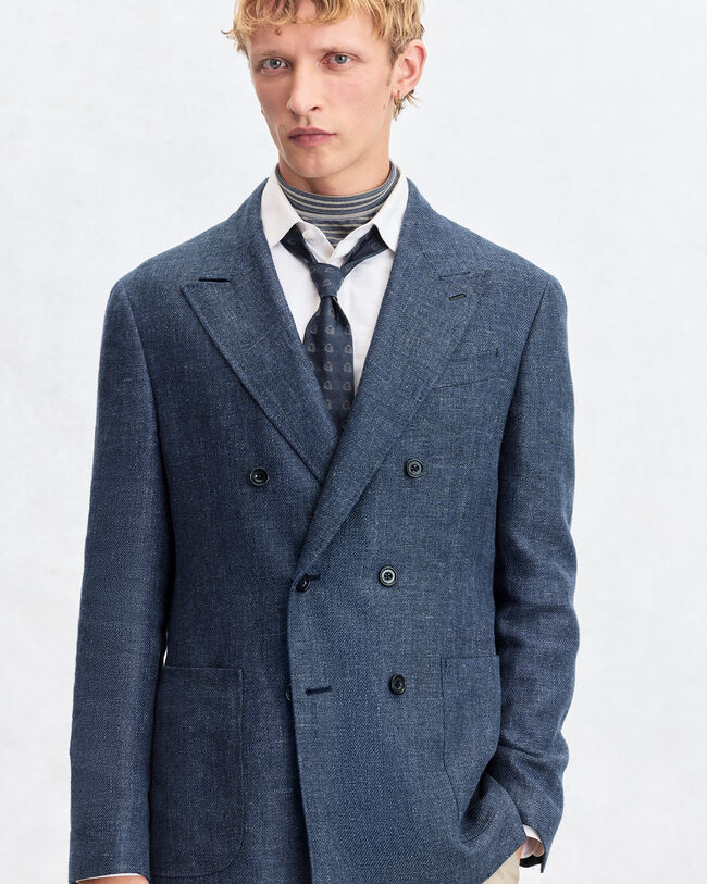 Marcello Jacket with Leather Details, Soladite Blue, hi-res