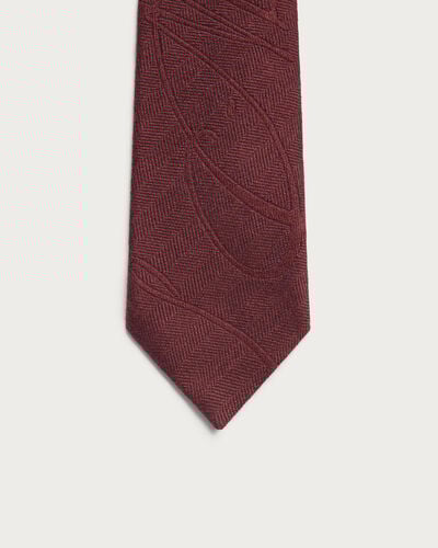 Scritto Pattern Herringbone Tie, Nero Bordo, hi-res