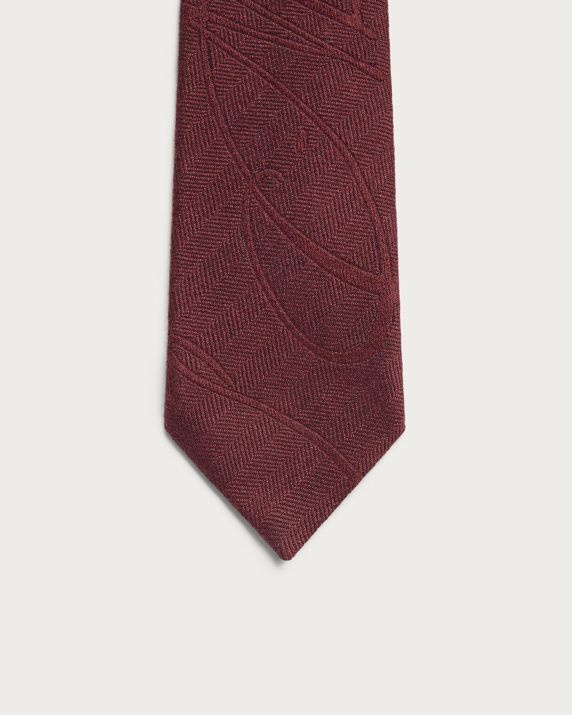 Scritto Pattern Herringbone Tie, Nero Bordo, hi-res