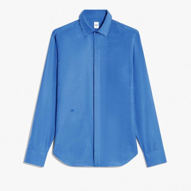 Chemise Andy En Coton Et Soie Scritto, BLUE HAWAI, hi-res 1