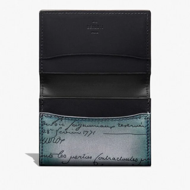 Imbuia Gradiant Scritto Leather Card Holder, STONE DENIM, hi-res 3