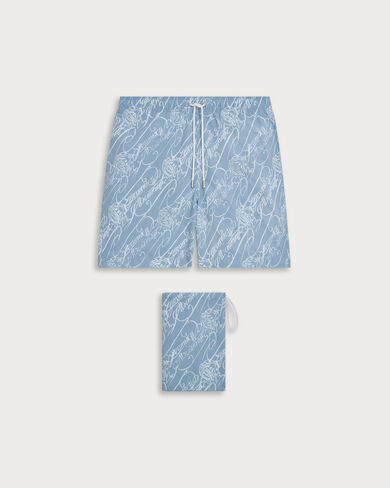 スクリットパターン スイムショーツ, Cornflower Blue Scritto, hi-res