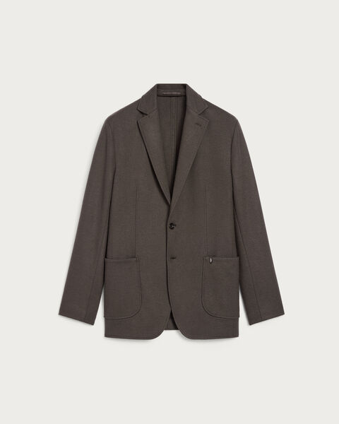 Jersey Jacket with Leather Detail, Chocolate Brown, hi-res