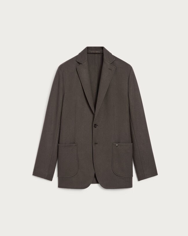 Jersey Jacket with Leather Detail, Chocolate Brown, hi-res