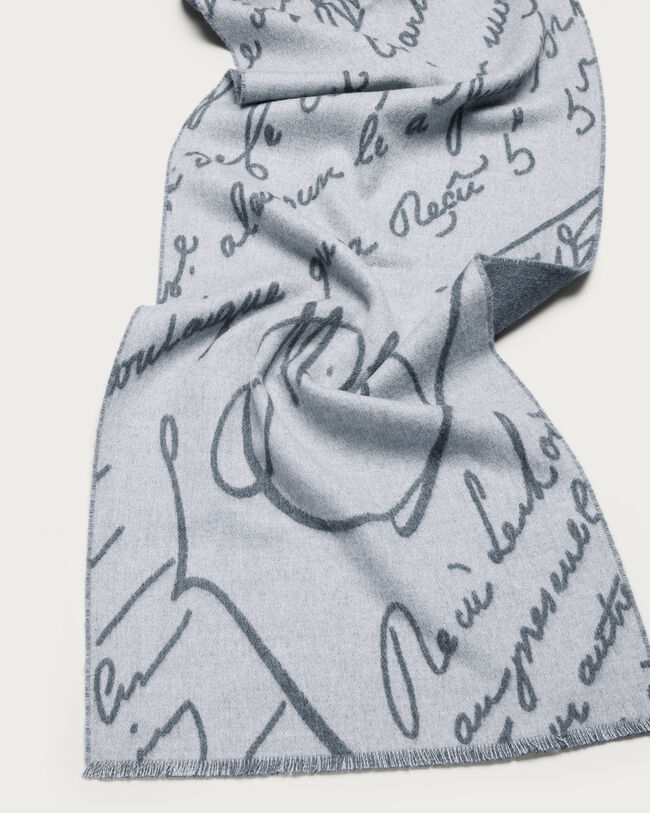Scritto Pattern Scarf, Light Grey, hi-res