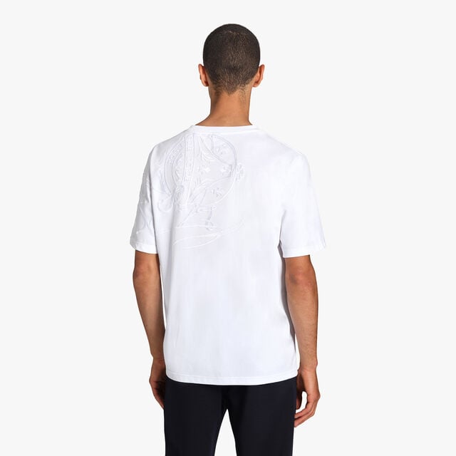 T-Shirt Avec Broderie Scritto, BLANC OPTIQUE, hi-res 3